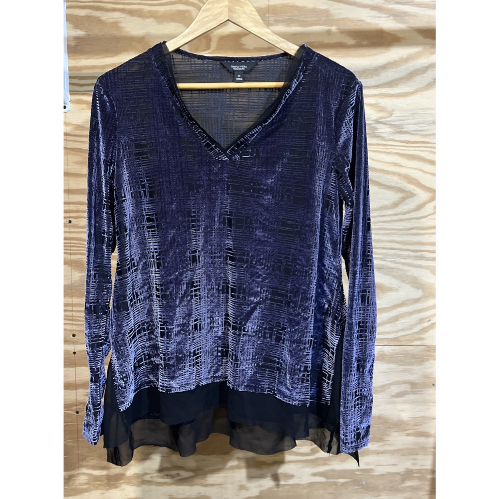Simply Vera Wang Whimsigoth Velvet Burnout Top Size M Purple Fairy Grunge Sheer